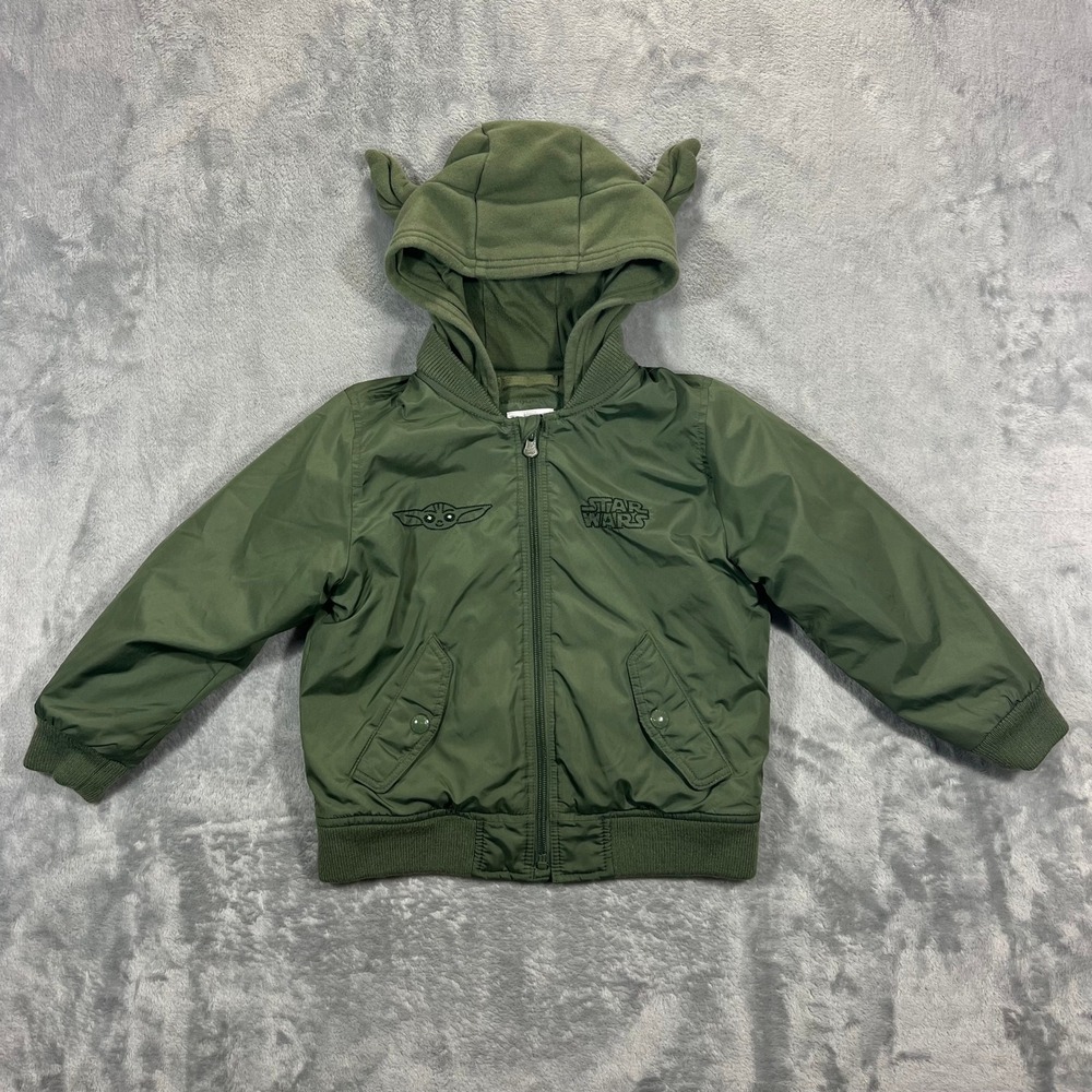 Star Wars Grogu Bomber Jacket Toddler 5 Years Green 3D Ear Hoodie Baby Gap Kids